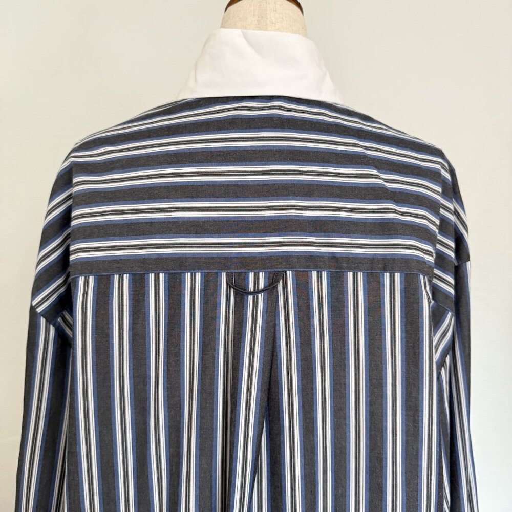 Sandro Oversized Striped Button Down Shirt Blue Grey Size S $340 - Picture 10 of 13